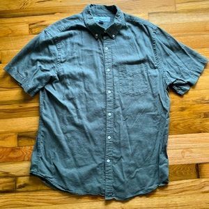 Old Navy Linen-Blend Everyday Short-Sleeve Shirt for Men - Green (Large)
